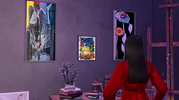 Painter fucks his muse while painting her nude