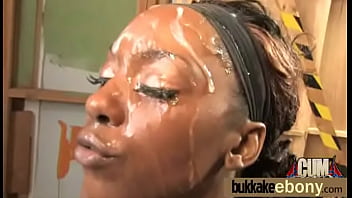 Ebony babe sucks and gets fucked by white dudes 21