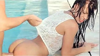 Pretty brunette doggy fucked in pool Pretty brunette doggy fucked in pool