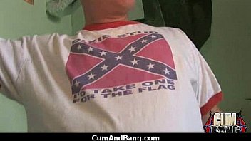 Black ho sucks on white dicks in a group blowjob 15