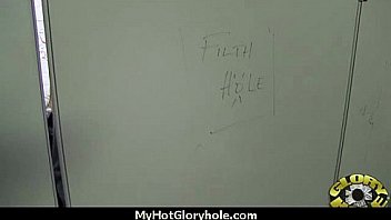 Ebony teen cleaning all the cocks at gloryhole 2