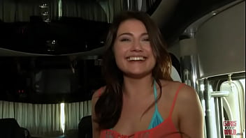 Petite brunette in blue