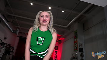 Cheer Leader Britt Blair Jerks Off Her Cheer Coach In The Point Of View Hand Job Video Called Coach Has A Boner thumbnail