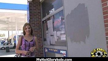 Horny lady enjoys gloryhole cocksucking interracial 5