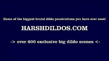 Blonde euro slut fucks giant dildos