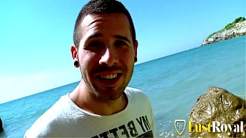 Hard fuck and loud moans on the beach