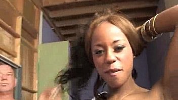 Sexy ebony girl loves hard white cocks