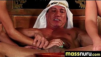 Nurumassage teen slides oily pussy on cock 25