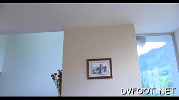 Wicked slut slams feet on one eyed monster