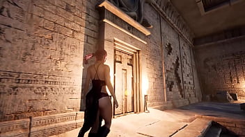 Lara solves the mystery of an ancient statue with a huge penis with her ass 3d hentai game anime