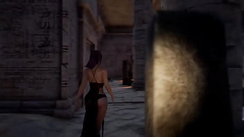 Lara solves the mystery of an ancient statue with a huge penis with her ass 3d hentai game anime