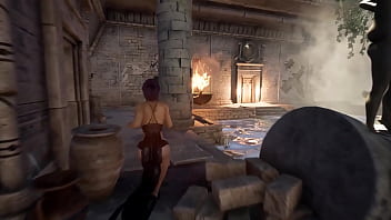 Lara solves the mystery of an ancient statue with a huge penis with her ass 3d hentai game anime