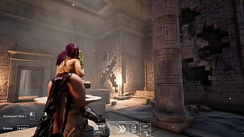 Lara solves the mystery of an ancient statue with a huge penis with her ass 3d hentai game anime