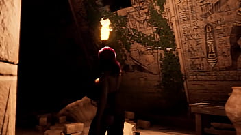 Lara solves the mystery of an ancient statue with a huge penis with her ass 3d hentai game anime