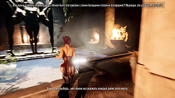 Lara solves the mystery of an ancient statue with a huge penis with her ass 3d hentai game anime