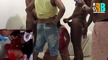 Brazilian bull gangbang amador com casada carioca corno filmando esposa fudendo com negros baianos fucking slut hotwife in gangbang amateur