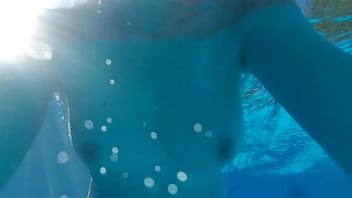 Sunbathing swimming pool bath and cum more on the mv