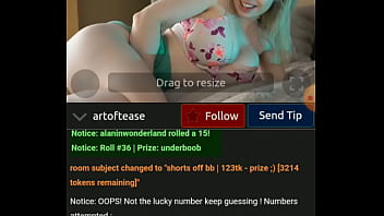 Artoftease shows boobs for her fans in the chat room