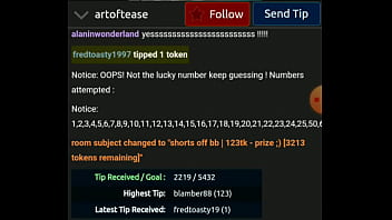 Artoftease shows boobs for her fans in the chat room