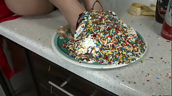 Luscious booty and sensual feet of liv revamped covered in sweets