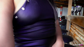 Risky public amateur anal sex at beach club bar in hotel with latina teen bitch by old german guy