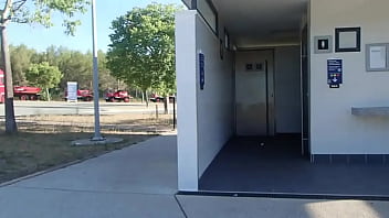 Naked In Toilet And Caught At The End By A Trucker thumbnail