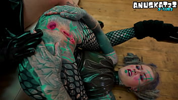 Goth lesbian latex fisting squirt fun and anal gapes