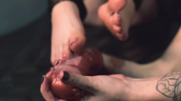 Cute feet on a huge dildo will make you cum