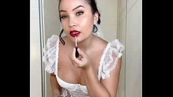 Noiva japonesa fode sem camisinha com segurança no dia do casamento em frente ao corno