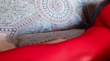 The milf with beautiful legs red pantyhose and black heels