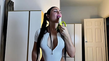 She teased me with a banana and whipped cream then took my cock like a slut
