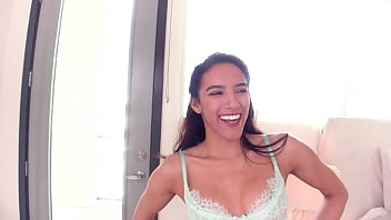 Adrian hush cute 5' 90lb petite cutie huge cock pov blowjob and cum swallow