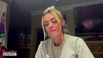 Petite mature blonde sassy rubs her nipples and deep fingers her twat