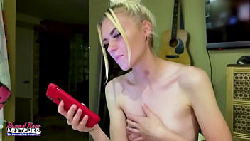 Petite mature blonde sassy rubs her nipples and deep fingers her twat