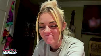 Petite mature blonde sassy rubs her nipples and deep fingers her twat