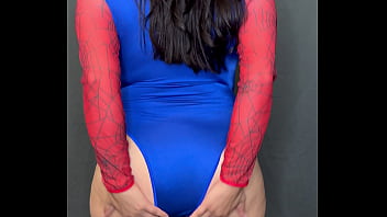 Spider girl takes an intense sloppy deepthroat throat fuck