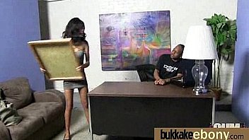 Ebony in a huge bukkake 18