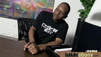 Ebony in a huge bukkake 18