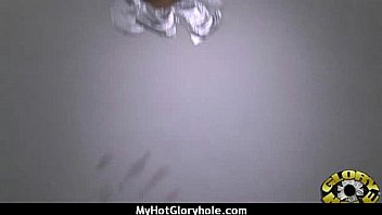 Black chick gives gloryhole blowjob 13