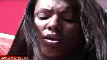 Black Tranny With Decent Tits Tugs Her Girl Rod On Red Sofa thumbnail