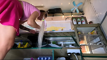 Sexy babe upskirted at work by naughty and pervert boss