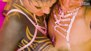 Heavily tattooed babes share bbc & white cock in group mayhem