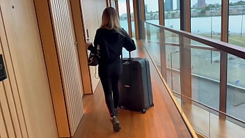 Cheating wife gets fucked on her hotel balcony