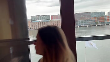 Cheating wife gets fucked on her hotel balcony