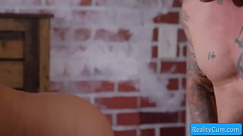 Naughty and big boobed baby sitter getting seduced and enjoy oral sex