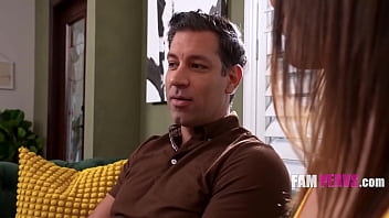 Stepdaughter begs stepdad to teach her how to use a condom on his cock