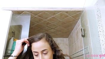 Promising brunette talent enjoys a sensual bath