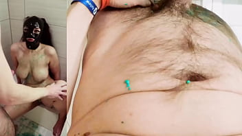 Turquoise shower split screen