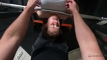 Sex with intense orgasms on the weight bench