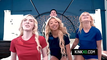 Soccer teen bffs fuck with pervy neighbor just to their debt